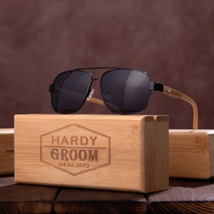 Personalized Sunglasses with Wooden Box, Groomsmen Gifts, Groomsman Gift, Groomsmen Proposal, Best Man Gift, Groom Gift, Bachelor Party Gift