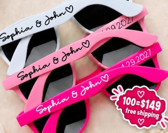 Personalized Wedding Sunglasses Custom Printed Shades Bulk Party Favors Gift Guest School Graduation Class of 2026 Company Logo Sunnies Gift