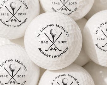 Custom Memorial Golf Balls, Funeral Monogram Golf Favors, Celebration of Life Favors