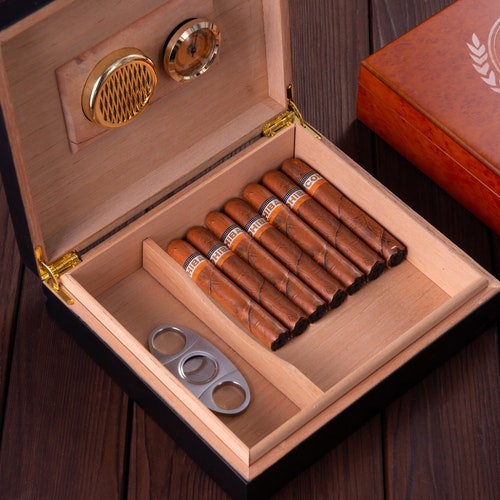 Personalized Cigar Humidor Groomsmen Cigar Holder Engraved Etsy