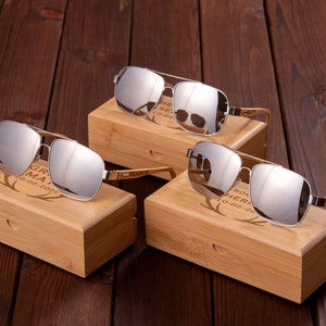 Groomsmen Gifts, Personalized Mens Sunglasses in Wooden Gift Box, Groomsman Gift, Groomsmen Proposal, Best Man Gift, Groom Gift