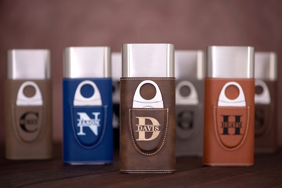 Personalized Travel Cigar Case with Cigar Cutter - Groomsmen Gifts, Best Man Gift, Father Gift, Mens Gift, Christmas Gifts for Men