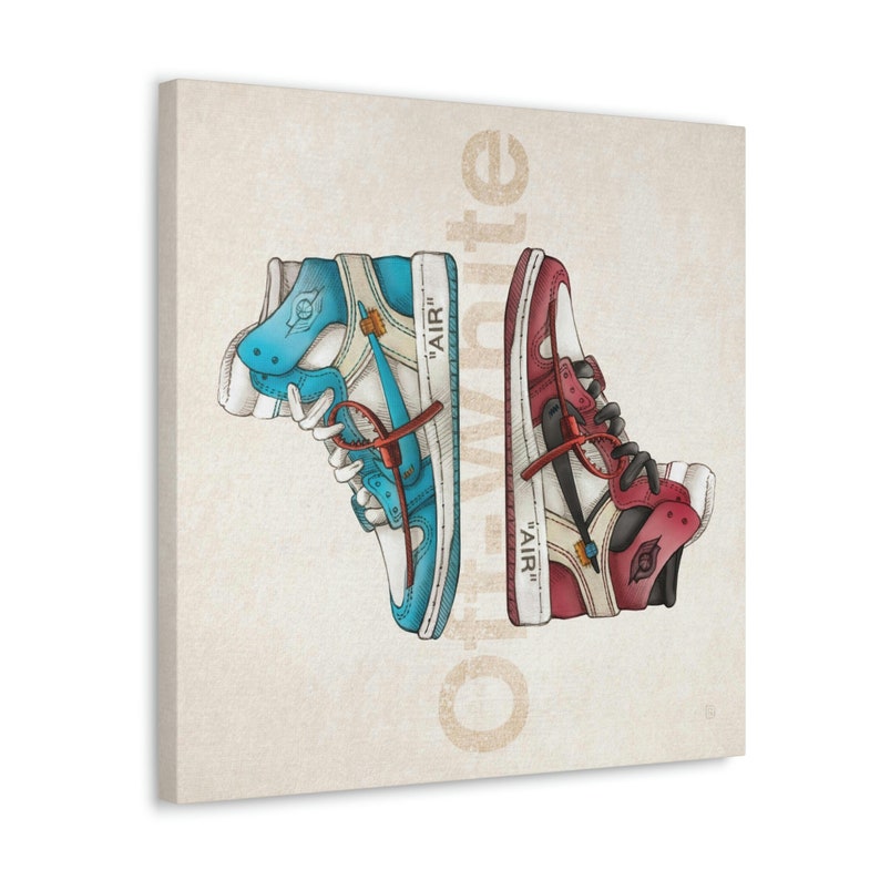 Air Jordan 1 Sneaker Shoes Canvas Wall Art, Handdrawn Sneaker Wall Art