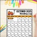 Monthly Reading Log for Kids Fall Coloring Pages October 2025 Calendar ...