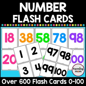 Cartões flash numéricos Números 1-100 cartões flash imprimíveis para crianças