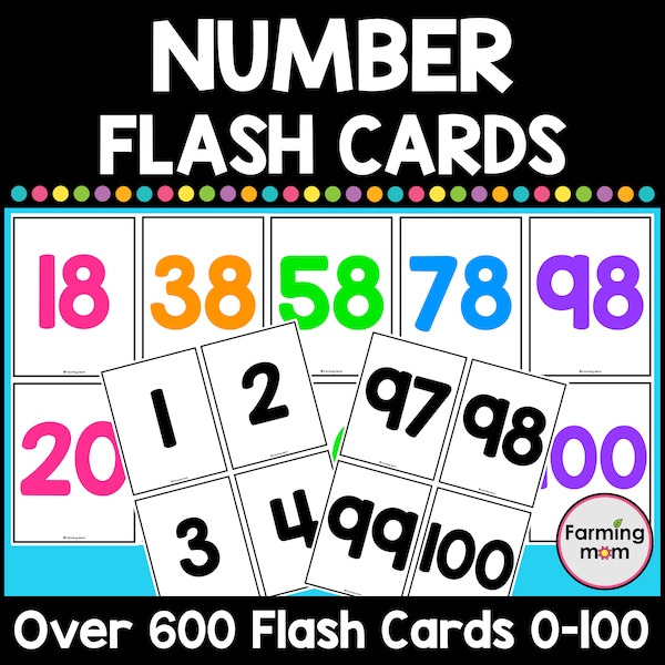 Number Flash Cards Etsy