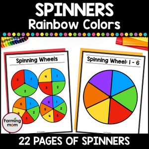 Spinnersjabloon Regenboog primaire kleuren voor wiskunde- en leesactiviteiten en bordspellen