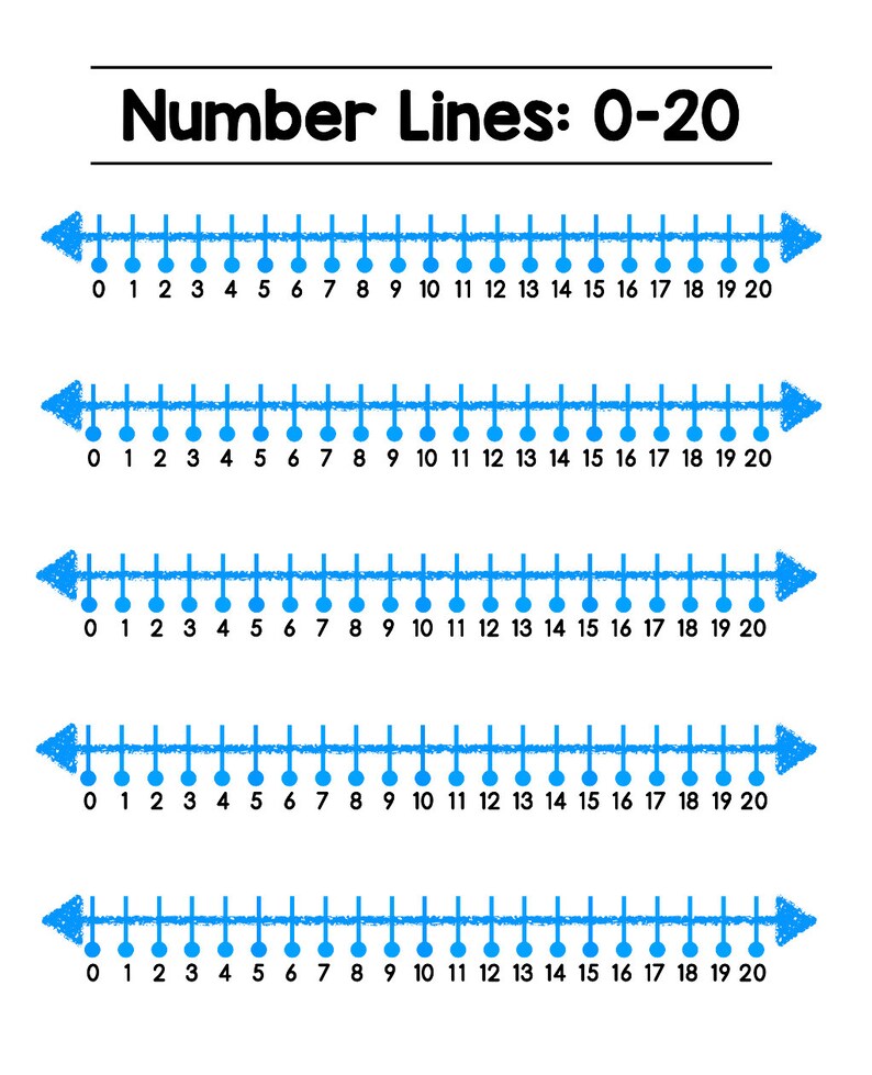 number lines printable math resource 0 20 0 100 etsy
