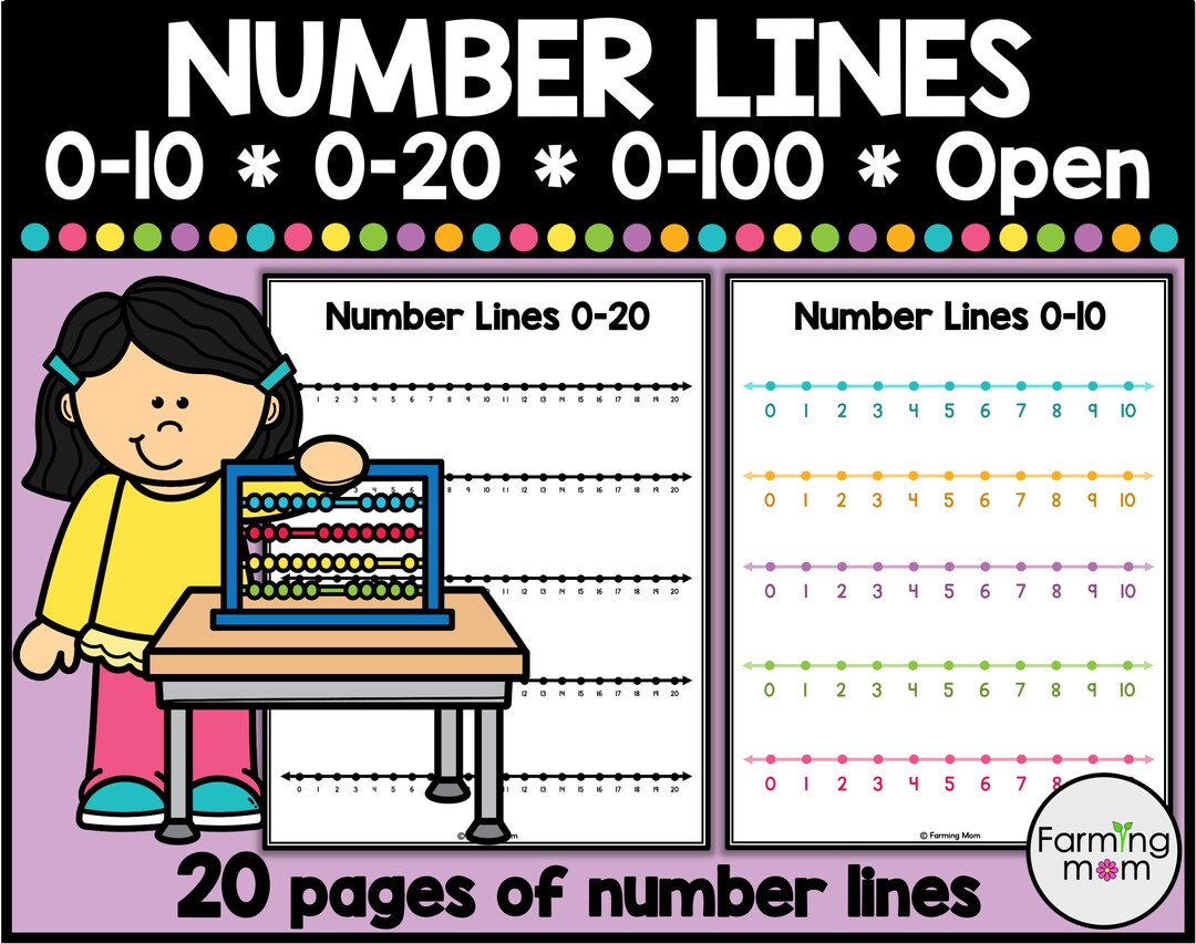 Number Line Printable 0-20 0-100 &amp; Blank Number Lines for Kids - Etsy