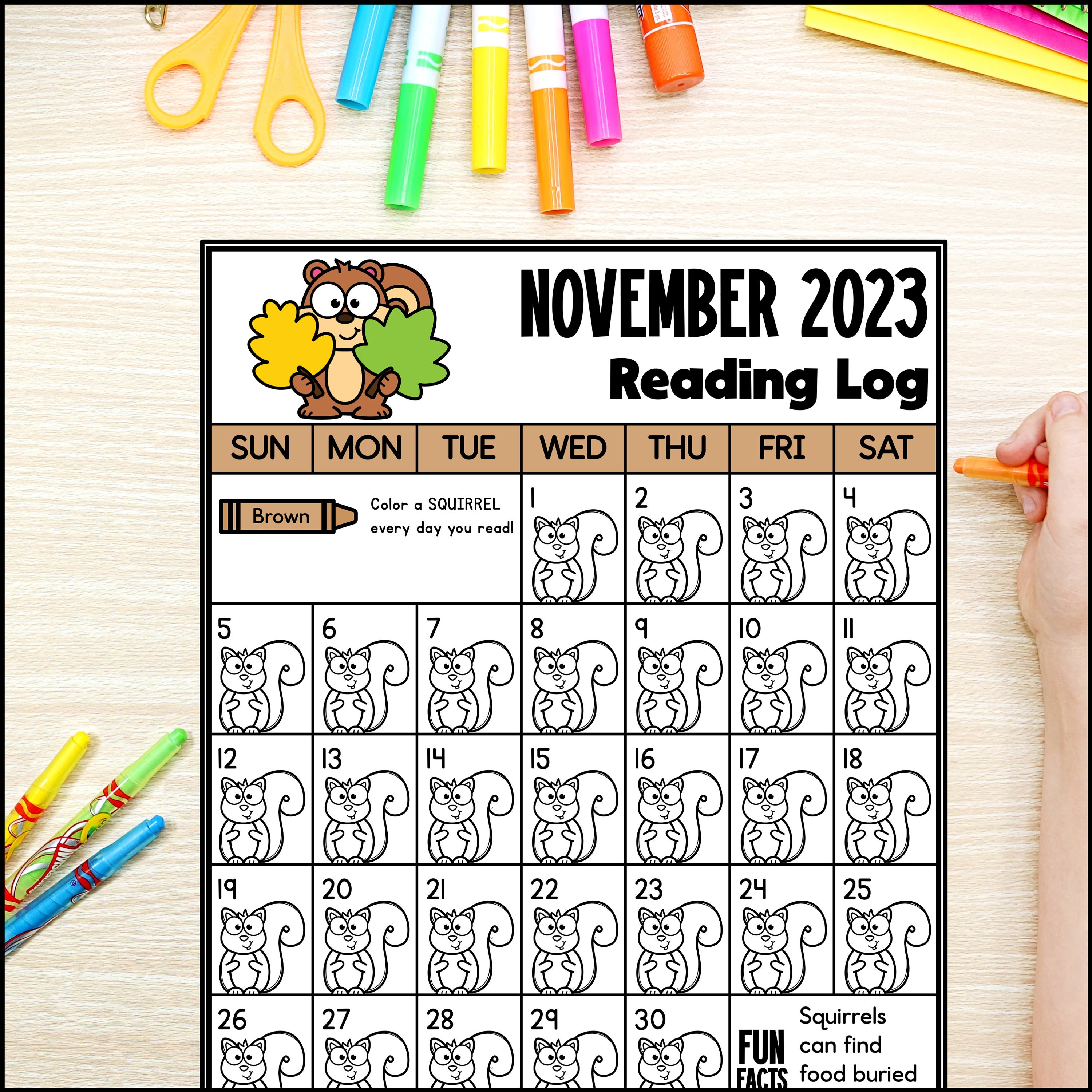 Monthly Reading Log for Kids Fall Coloring Pages October 2023 - Etsy 日本