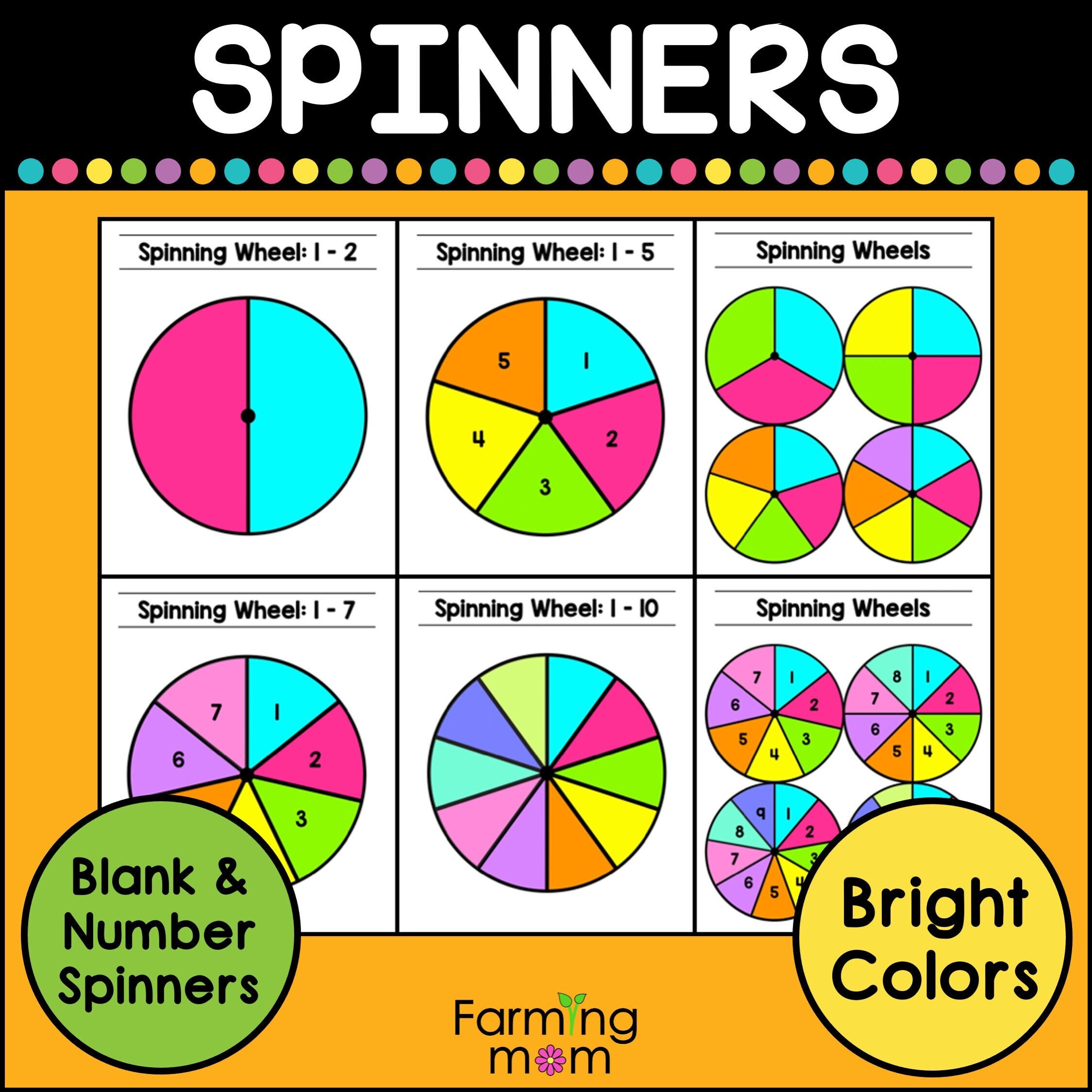 Spinner Wheels Printable Game Board Spinners | Etsy