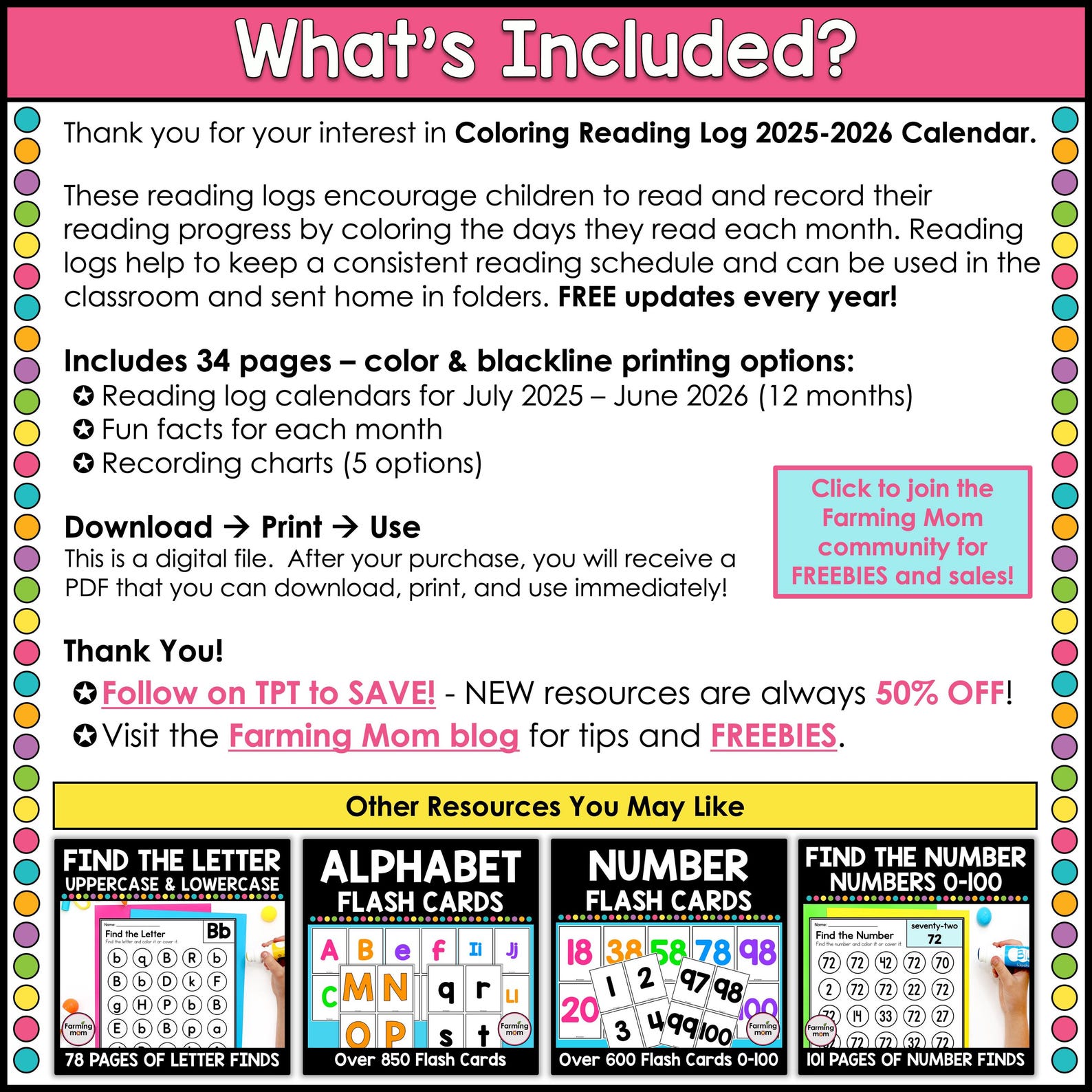 Reading Log for Kids Reading Chart Coloring Pages 2025-2026 Calendar - Etsy