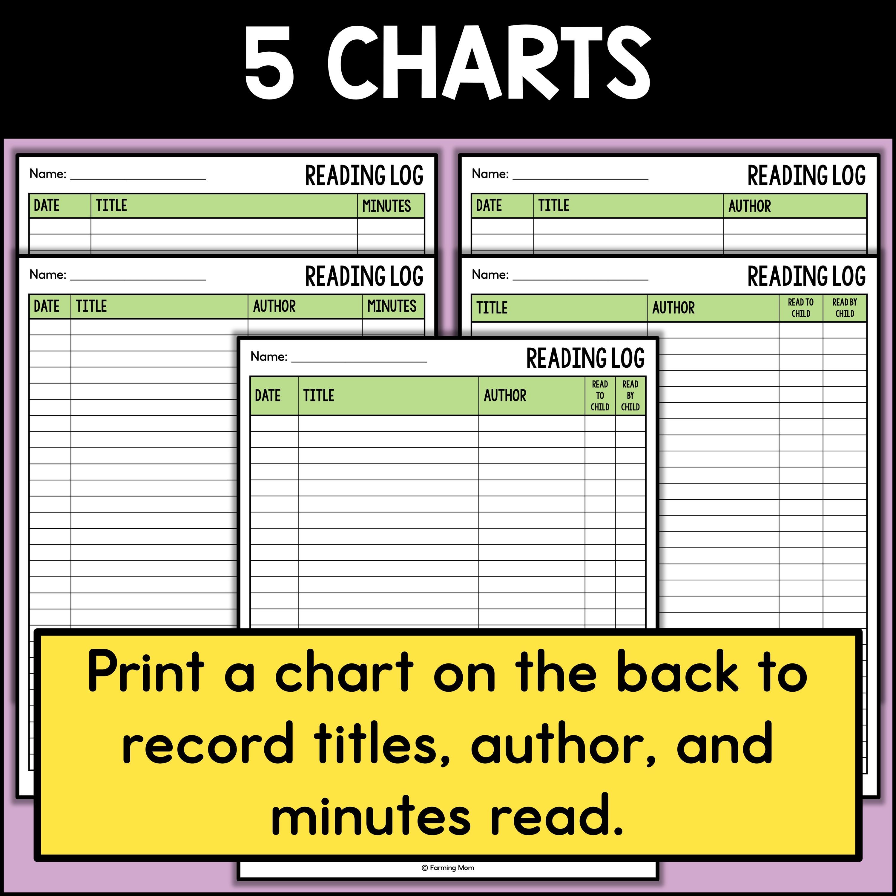 Reading Log for Kids Reading Chart Coloring Pages 2025-2026 Calendar - Etsy