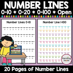 Number Line 1-20 Math Worksheet Printable and Counting to 100 for Kids