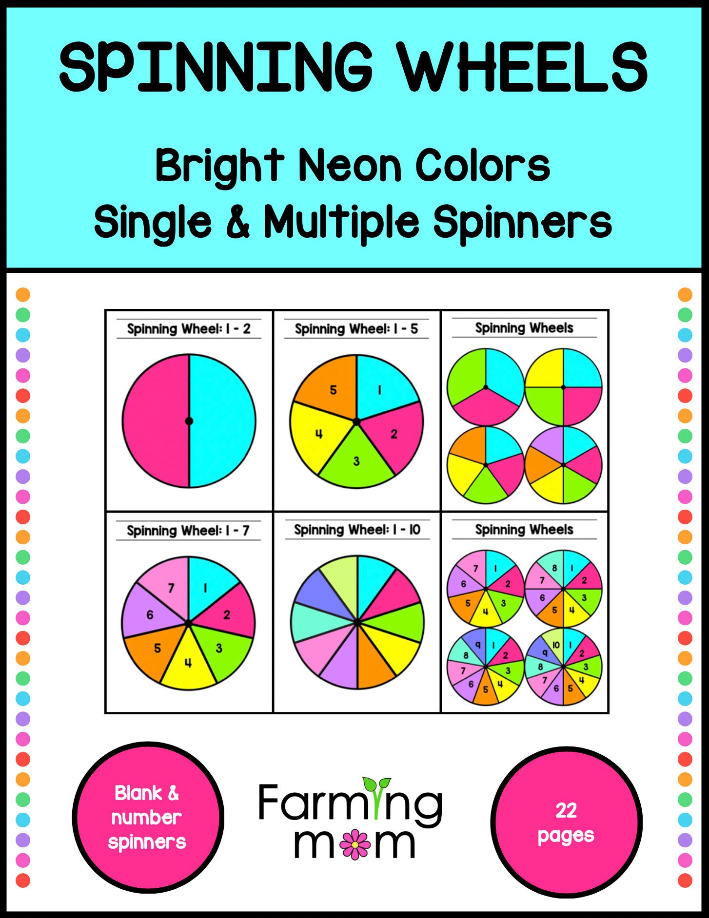 Spinning Wheels Printable Game Board Spinners | Etsy