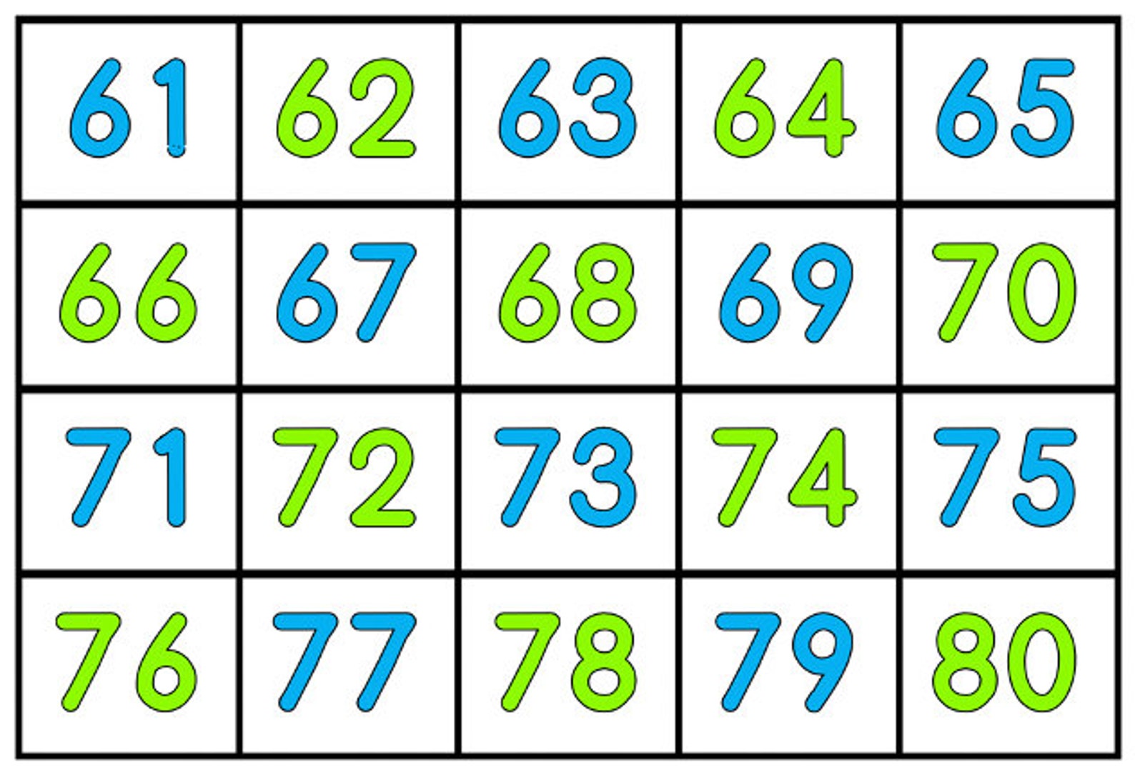 Number Chart 1 100 Printable Flash Cards Etsy