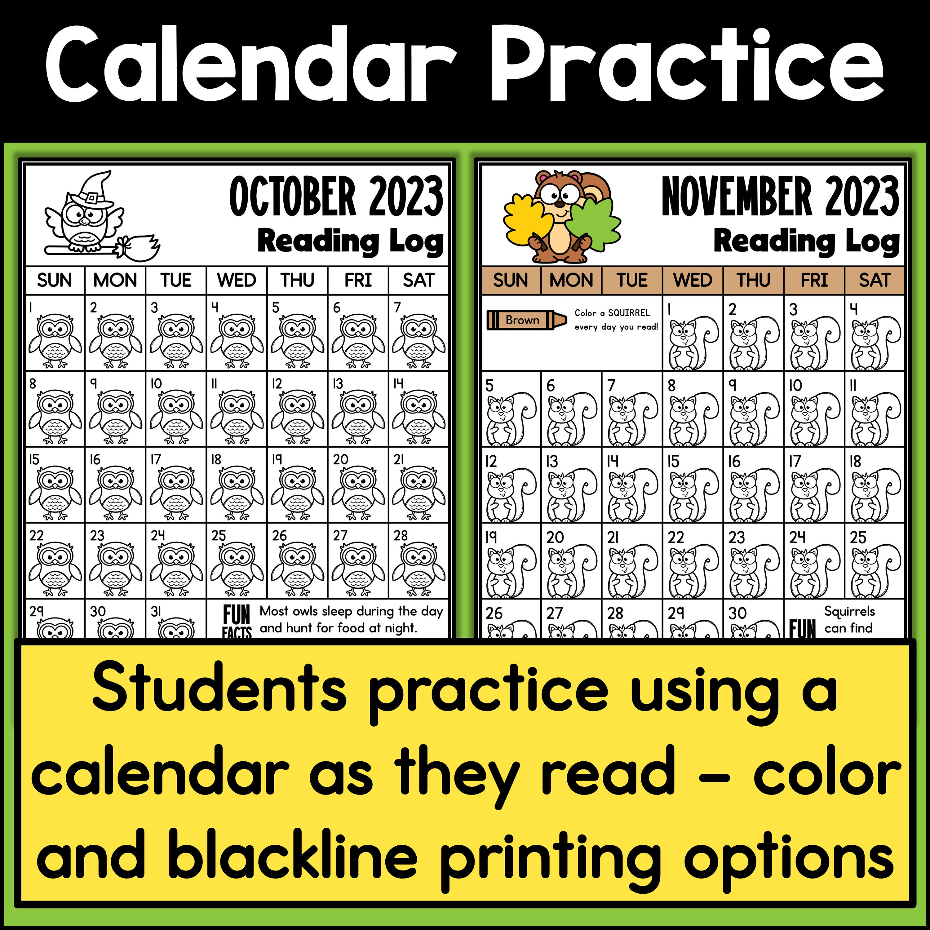 Monthly Reading Log for Kids Fall Coloring Pages October 2023 - Etsy 日本