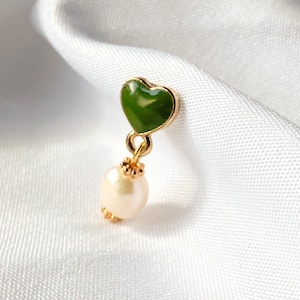 Handmade Natural Freshwater Pearl Heart Earrings, Gold Plated Earrings, Dainty Minimal Everyday Jewelry Gifts for Her, Dangle Pearl Earrings