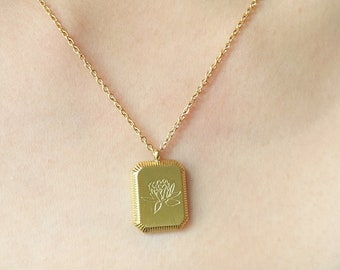 Collar con colgante de flor de nacimiento de julio chapado en oro de 18 quilates, joyería de nenúfar.