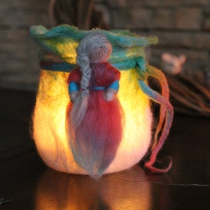 Felt lantern, felt lantern, fairy, felted lantern, felted tealight, candle