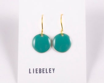 Earrings enamel green petrol