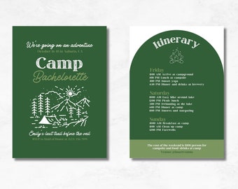 Camp Bachelorette Invitation Canva Template | Camp Bach Itinerary | Last Trail Before the Veil