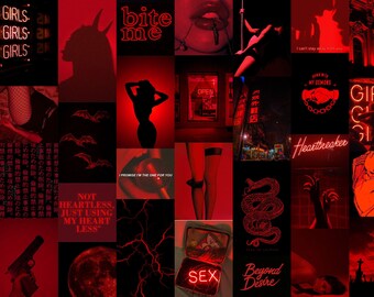 Red Danger Wall Collage Kit 50 Images Etsy Israel