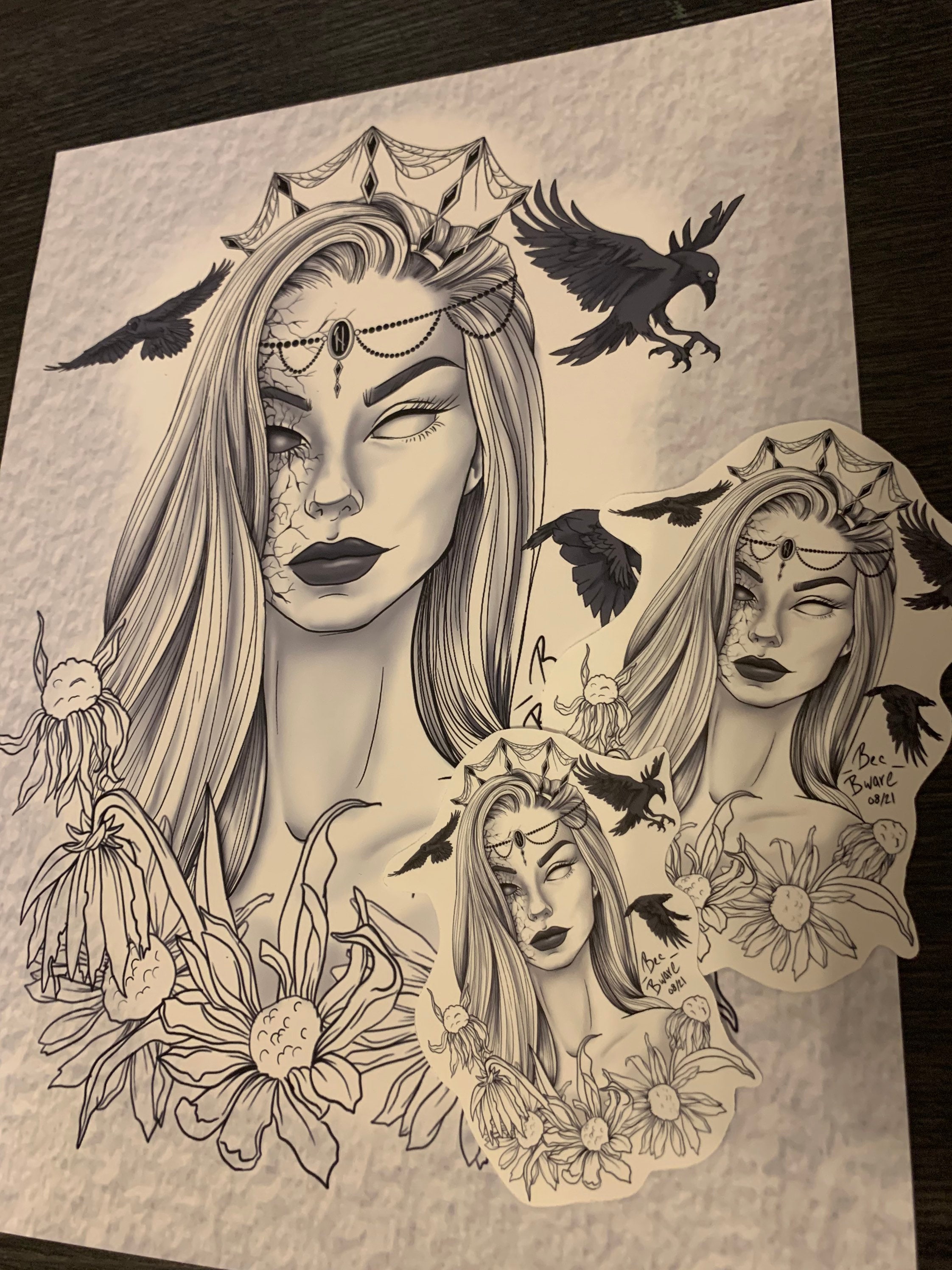 Angelina Jolie portrated as Hel from the Norse mythology by Dennis  Wehler TattooNOW