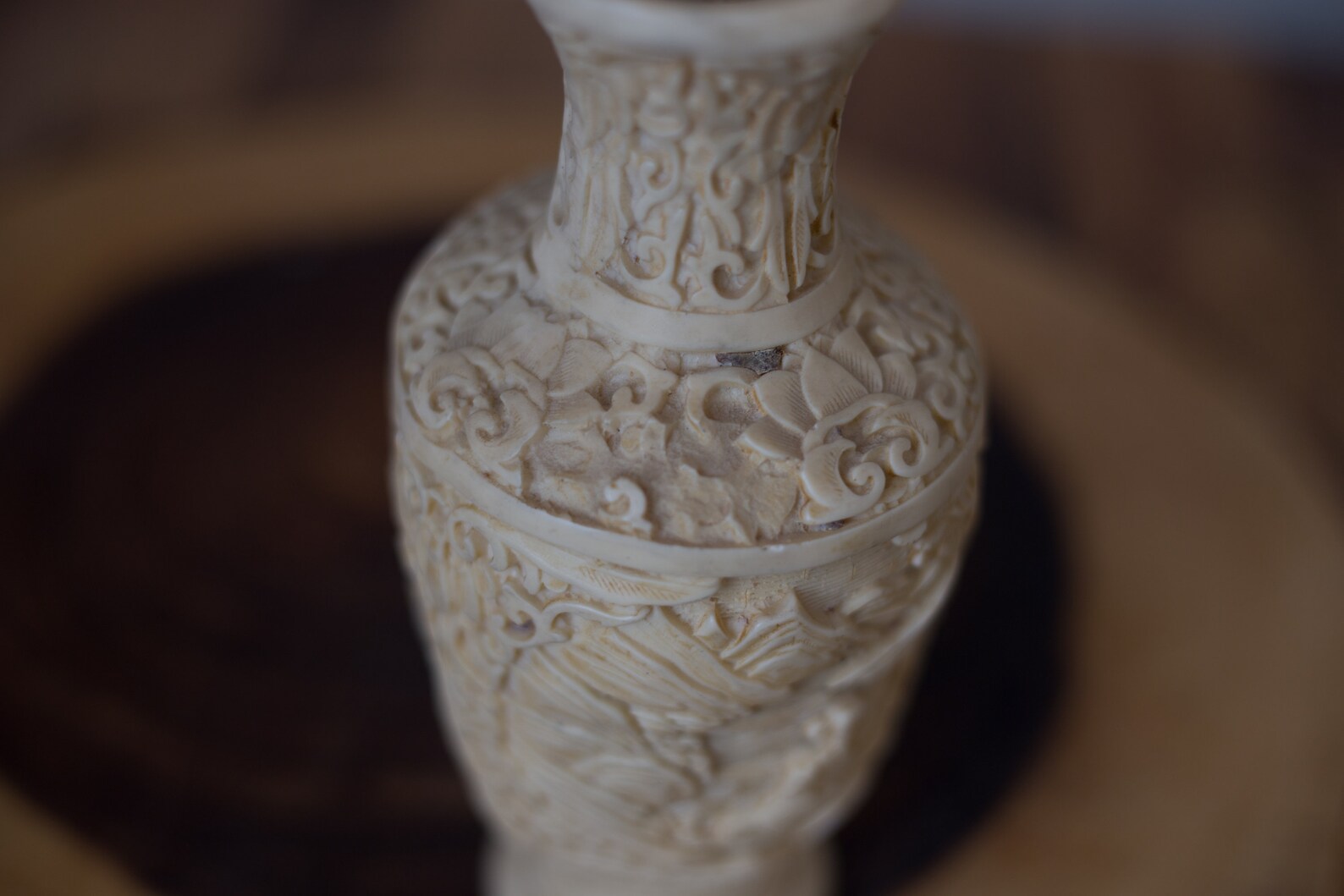 Antique Vintage Chinese Carved Bone/Resin Vase Cinnabar Style Etsy