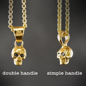 Gold tiny skull charm, 10k, 14k and 18k gold skull with natural stones , Cool gift for her image 8