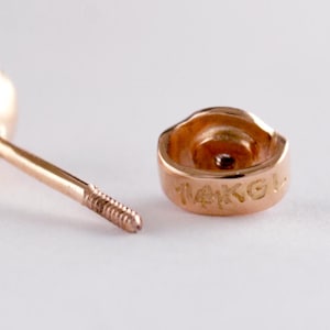 Thread clasp supplement for tiny skull earrings in 10K, 14k and 18k gold, screw back earring