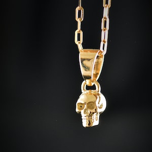 Gold tiny skull charm, 10k, 14k and 18k gold skull with natural stones , Cool gift for her without stones