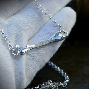 Small silver femur choker, bone jewelry, protective necklace