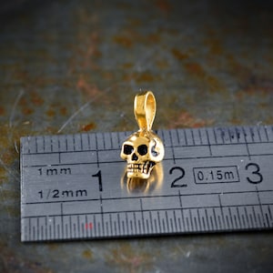 Gold tiny skull charm, 10k, 14k and 18k gold skull with natural stones , Cool gift for her image 10