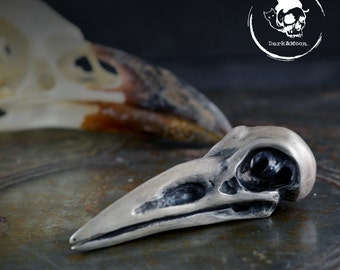 Solid silver large raven skull necklace , Viking pendant for men