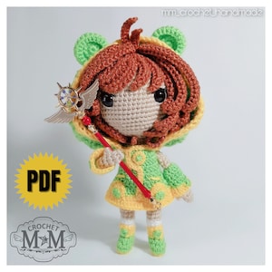Sakura Kinomoto PDF Amigurumi patroon, Kikkerpak, Sakura Card Captor CCS