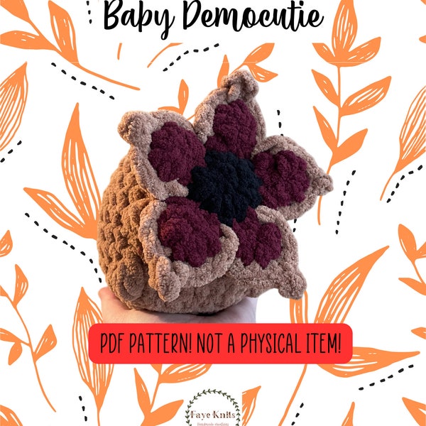 Low sew pattern, baby demogorgon, crochet amigurumi demogorgon pattern