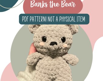 Banks l'ours, modèle d'ours en peluche amigurumi au crochet, modèle au crochet sans couture