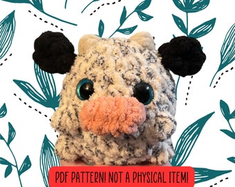 Patrón sin costura, la vaca Charlie, patrón de vaca amigurumi a crochet