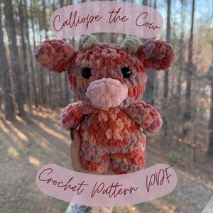 Calliope the Cow, no sew cow pattern, crochet cow pattern