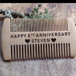 Personalised Beard Comb - Wooden Comb - Beard Gift For Him - Dad Birthday - Moustache Comb - 5th Anniversary