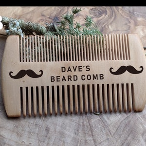 Personalised Beard Comb - Wooden Comb - Beard Gift For Him - Dad Birthday - Moustache Comb - 5th Anniversary