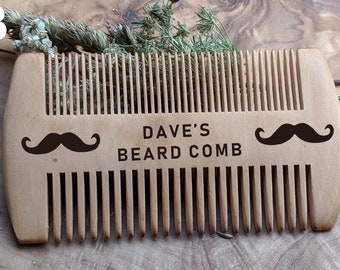 Peigne à barbe personnalisé - Peigne en bois - Cadeau barbe pour lui - Anniversaire de papa - Peigne à moustache - 5e anniversaire