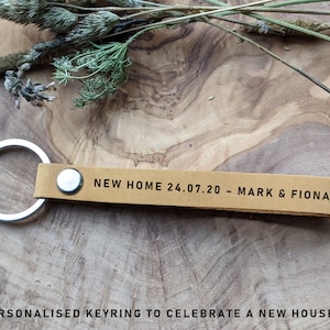 New Home - House Move - New House Keyring - Personalized Leather Key Chain - Leather Loop - 3rd Anniversary  - Boyfriend Gift