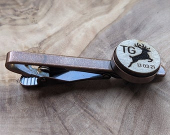 Personalised Tie Clip - Wooden - Wedding Tie Bar - Custom Made Tie Clip - Anniversary - Groomsmen Gift - For Him - Birthday - Usher Gift