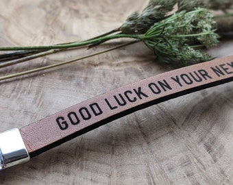 Personalised Genuine Leather Bracelet Laser Engraved with personal message name initials Gift for him gift for her 3rd anniversary handmade