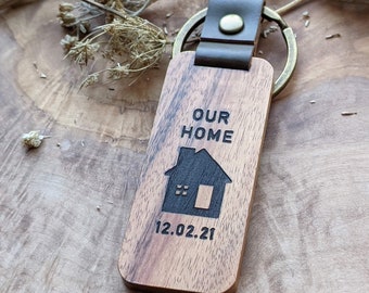 Personalised Wooden Keyring - New Home Gift - First Home - Custom Design - Moving in Gift - New House Gift - Custom Made