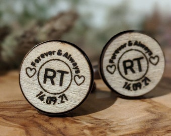 Stag Groomsmen Personalised Engraved Wooden Cufflinks - Wedding Gift 5th Anniversary Custom Gift For Him Cuff Links Gifts for Groom / Usher