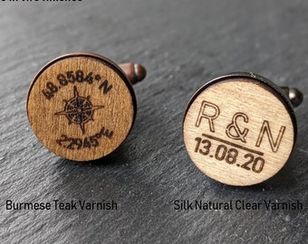 Garçon d’honneur garçon Personnalisé Engraved Wooden Cufflinks Cadeau de mariage 5ème anniversaire Cadeau personnalisé pour lui Boutons de manchette Cadeaux pour Groom