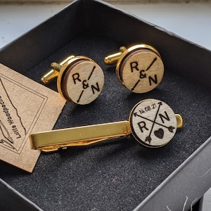 personalised tie clip and cufflink set